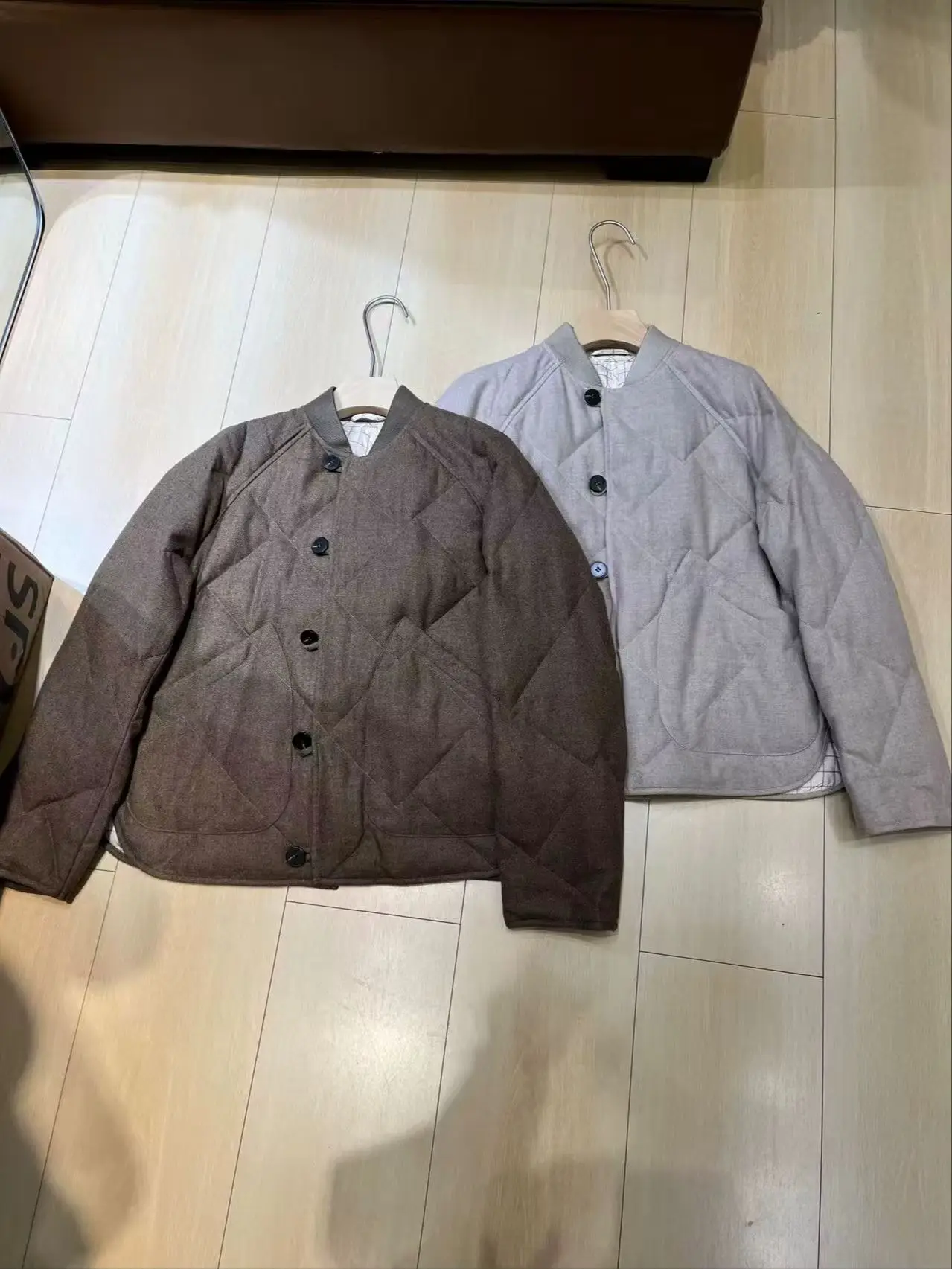 Mid-season wool-linen women's luxurious quilted short down jacket