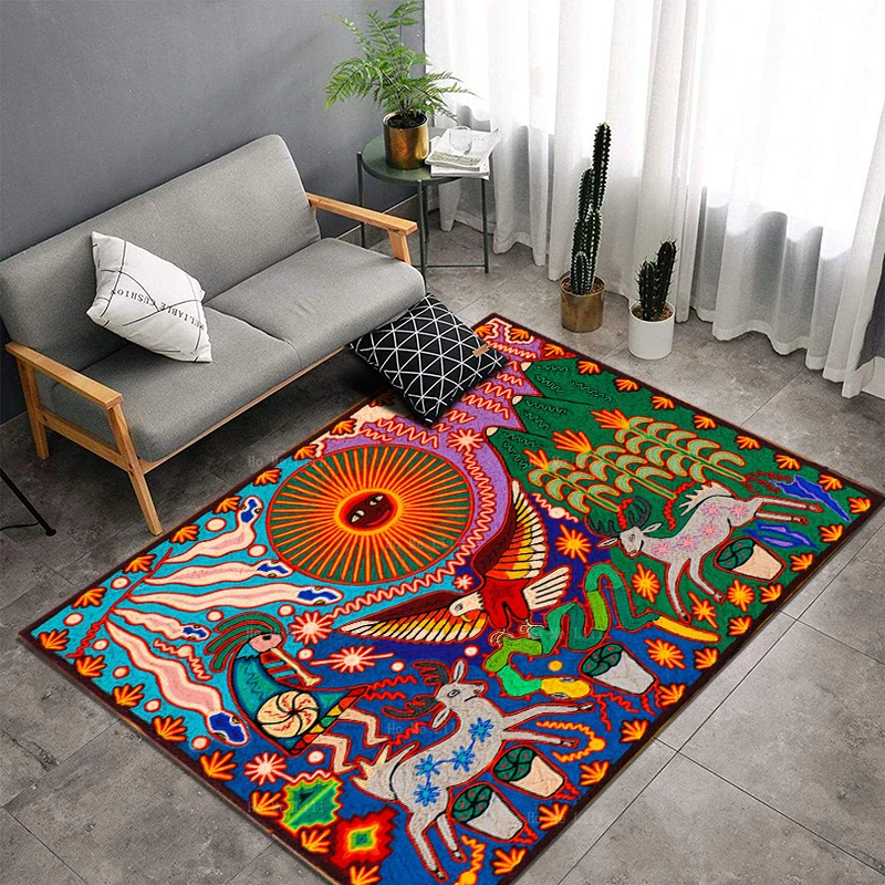 Vintage Oaxaca Mexican Folk Mandala Coloring Fractal Art Carpet Mayan Tribal Decorative Home Flannel Floor Rugs By Ho Me Lili