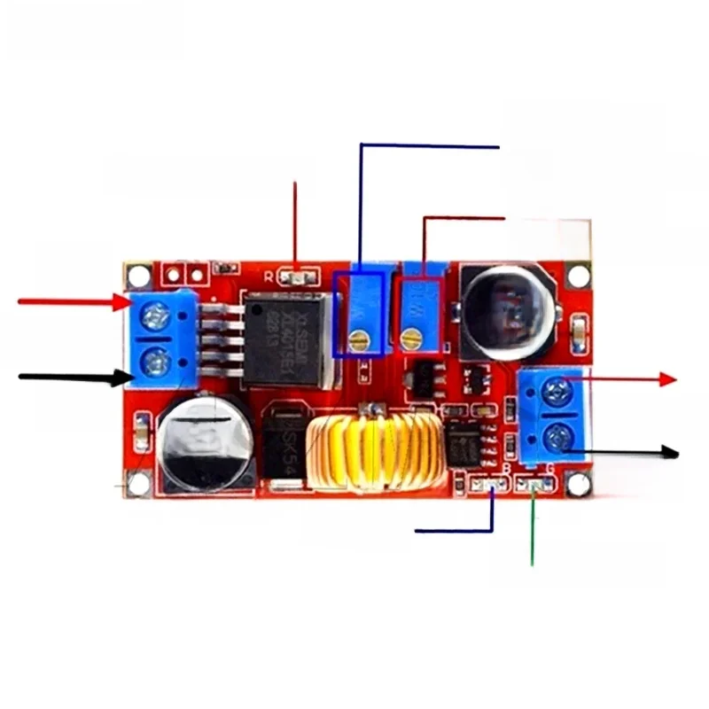 CC/CV Max 5A DC-DC krok w dół płytka ładująca XL4015 ładowarka akumulatorów litowych moduł konwertera DC DC 0.8-30V do 5-32V Buck — zdjęcie produktu 5