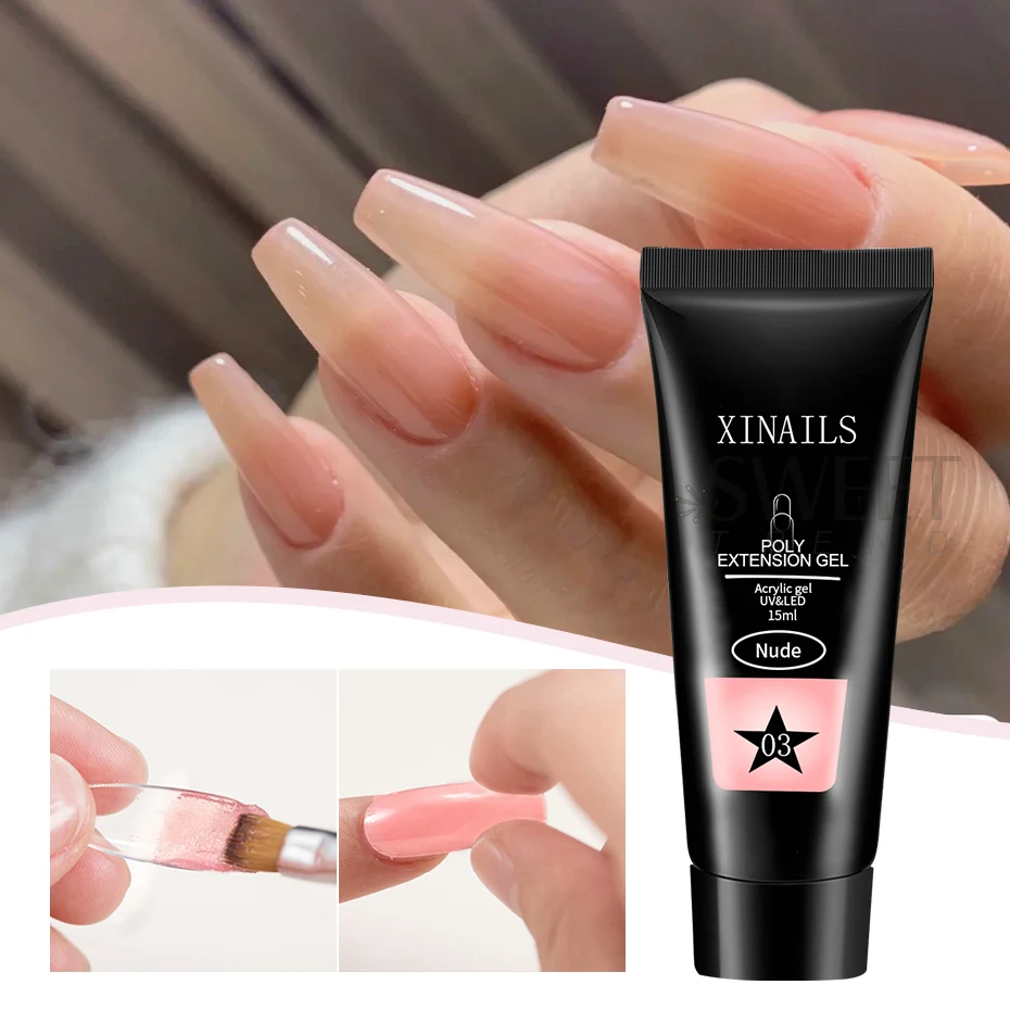 15 ml Acryl Quick Building Nagelgel Set Gelee Verlängerungsgel Klar Weiß UV Finger Verlängern Werkzeuge Tipps Form Clip Bau Kit