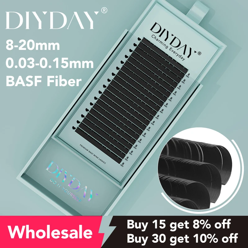 DIYDAY-Faux-cils naturels en vison, 16 rangées, individuels, B C CC D esse Curl, fournitures d'extension de cils pour le maquillage