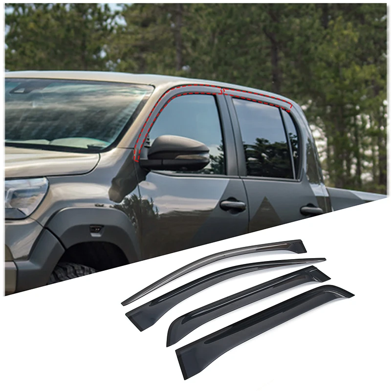 

4 PCS Window Visor For Toyota Hilux 2022 High Quality ABS Black Sun Rain Guard Deflector Windshield Accessories