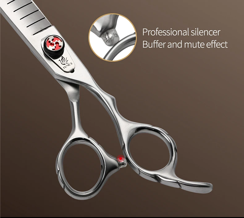 Fenice Professional JP440C 7/7,5 Zoll Haustier Flauschige Effilierschere Gerade Hundeschere Effilierschere Rate 80 % – Detail 12