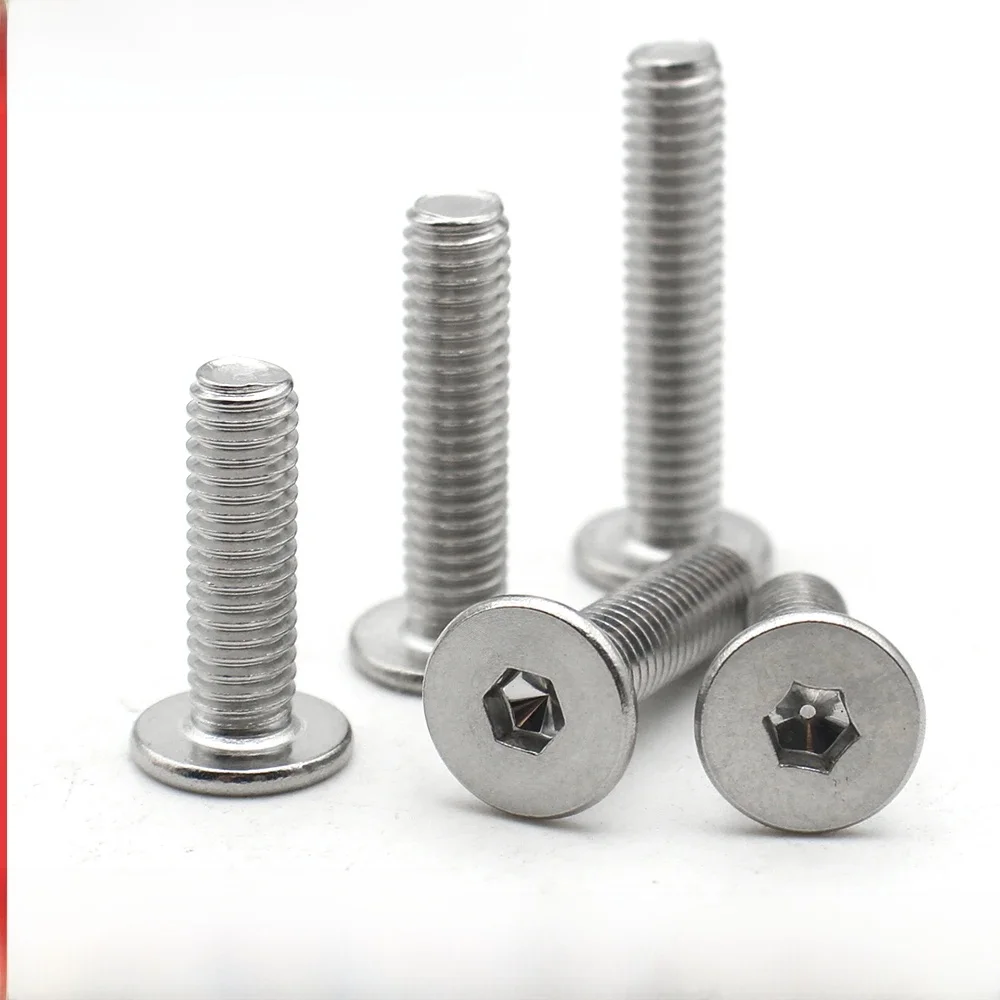 10 pièces M1.6 M2 M2.5 M3 M4 M5 M6 M8 CM 304 acier inoxydable douille hexagonale Ultra mince Super plat vis à tête de plaquette boulon