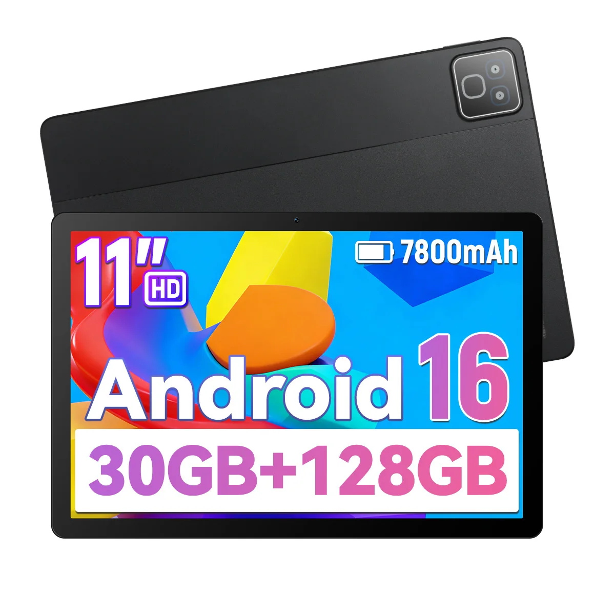 K6 11 Inch Android 16 Tablet 5Core 30GB(3GB Physical+27GB Virtual RAM) 128GB Storage 7000mAh Battery 800*1280 HD Display Dual Camera WiFi6 BT5.4 1TB Expandable Learning Tablet