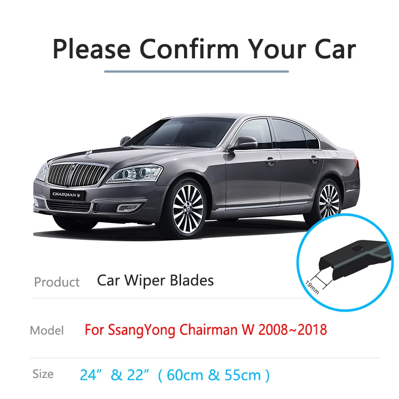 2x For SsangYong Chairman W Roewe R95 2008~2018 Front Wiper Blades Arm Brushes Cutter Accessories Window Windshield Windscreen