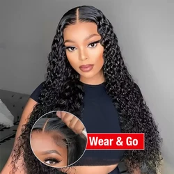 250 Density Brazilian Loose Deep Wave 6x4 Glueless Closure Ready To Wear Human Hair Wig Preplucked Curly Pre Cut HD Lace Wigs