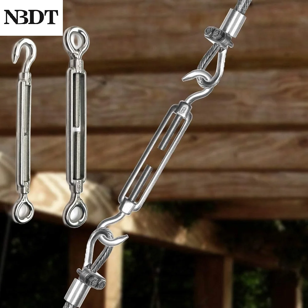 2Pcs Marine Grade SUS316 Hook Eye Turnbuckle Rigging Rope Tensioner