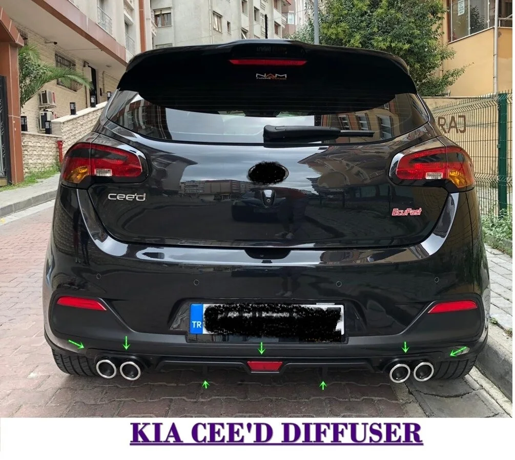 For Kia Ceed 2010-2021 Diffuser Rear Bumper Extension Attachment Car Styling Auto Accessory Exhaust Universal Sill Spilitter