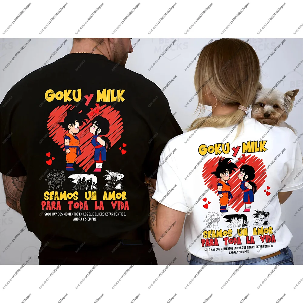 

summer Oversize men girls T Shirts Top Cotton Casual Valentine's Day Gift Couple Outfits 2 Pieces Lovers Tee Dragon Ball Goku