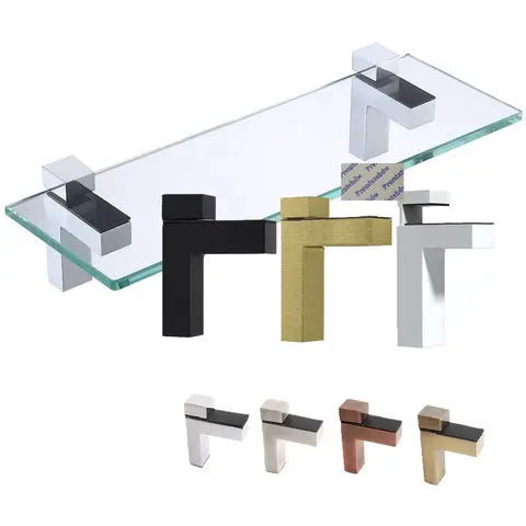 2Pcs Zinc F Shaped Wall Floating Wooden Glass Shelf Support Clamp Bracket Gold Chrome Red Bronze White Black