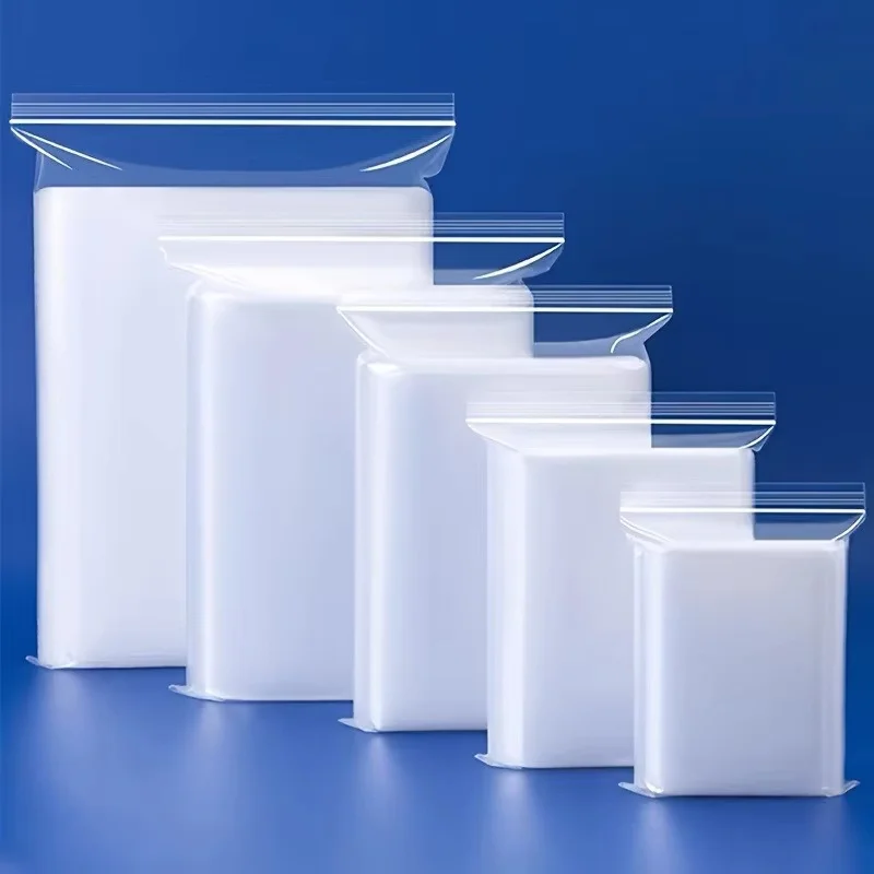 100Pcs Thick Clear Resealable Zip Lock Bags Food Grade Moisture Proof for Home Kitchen Daily Storage