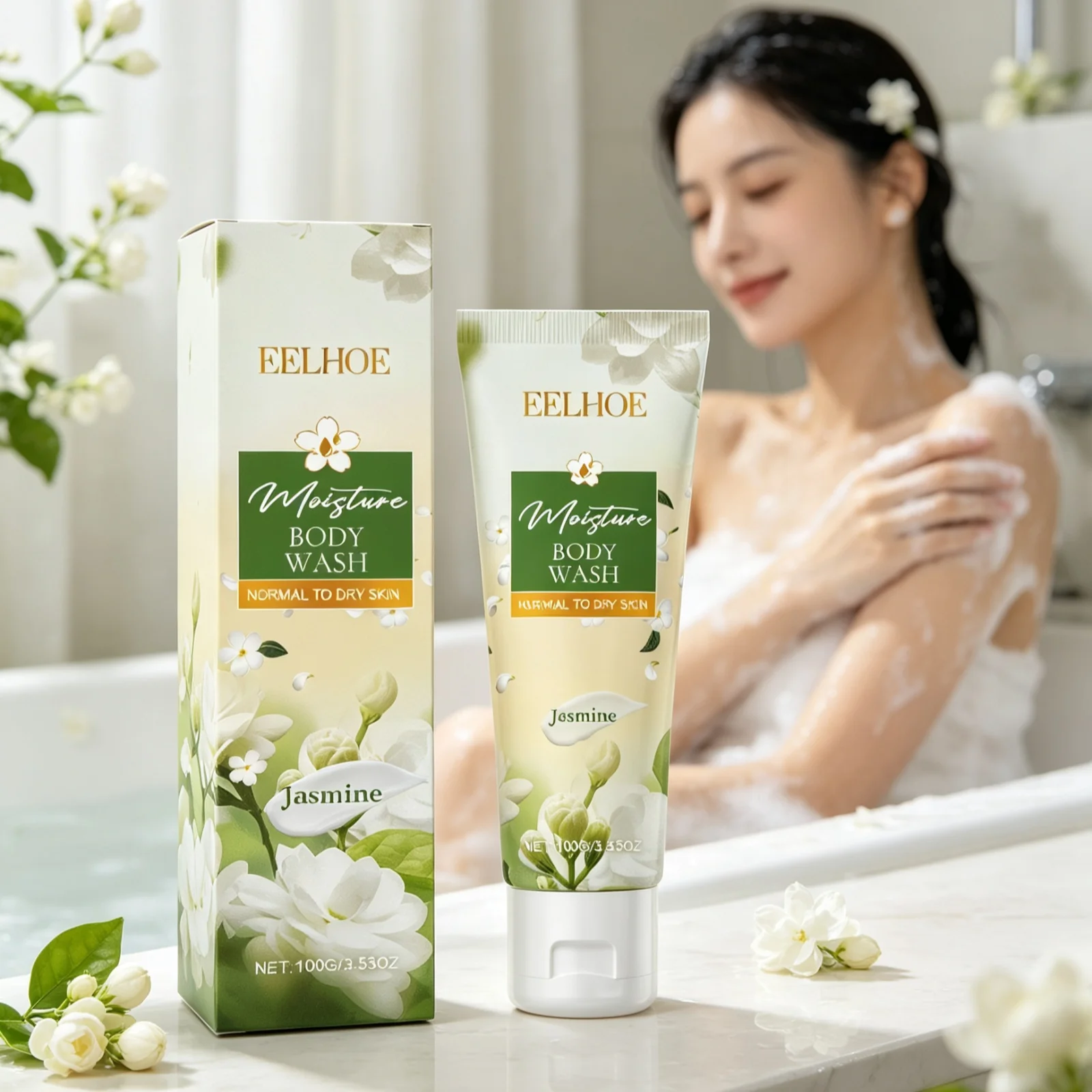 EELHOE Jasmine Body Wash Nourishing Skin Long Lasting Hydration Repair Skin Barrier Gentle Cleansing Floral Scent Body Wash