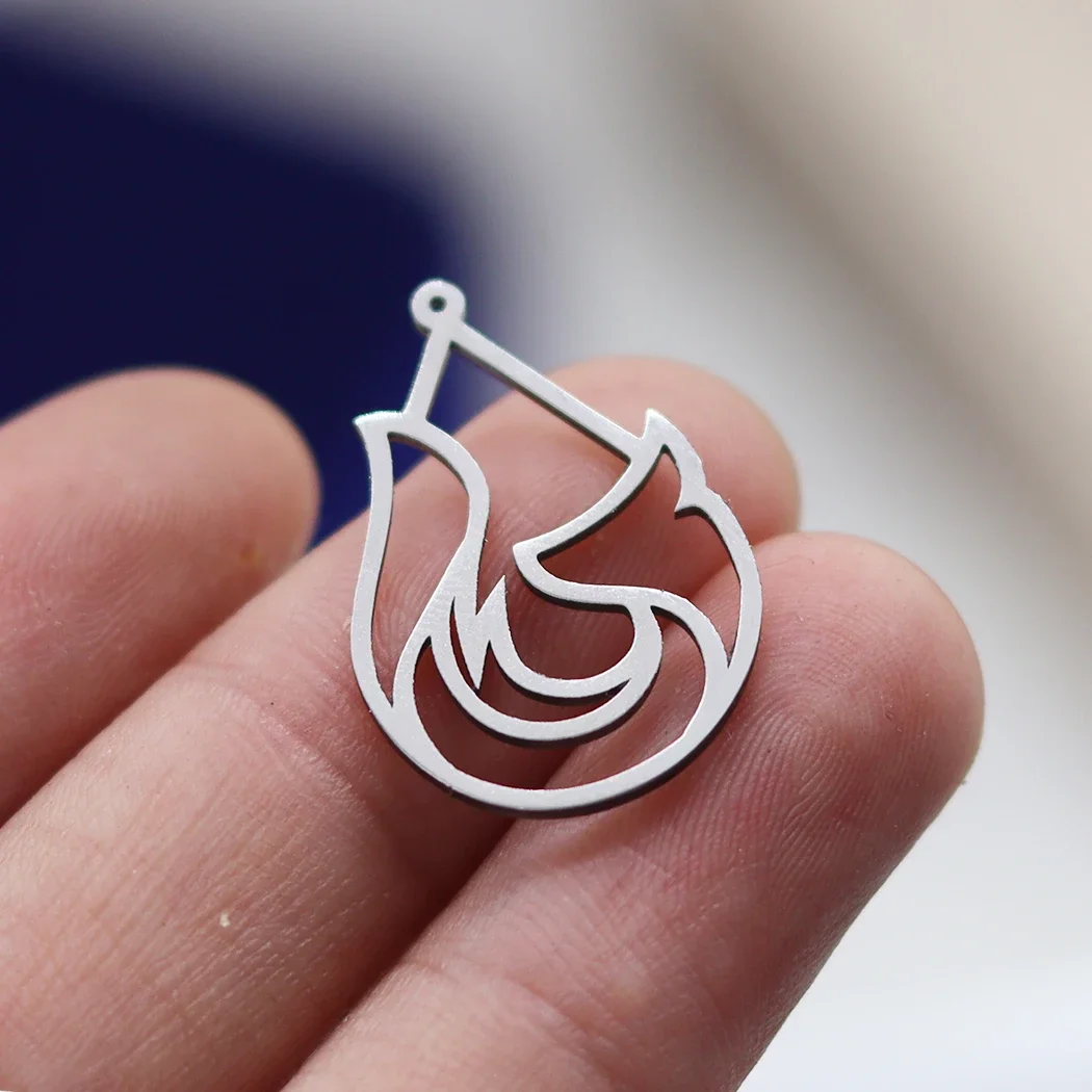 3 szt. DIY metalowy lis zwierząt wisiorek ze łzowiskiem ze stali nierdzewnej Charms do tworzenia biżuterii bransoletki kolczyki akcesoria do rękodzieła — zdjęcie 2