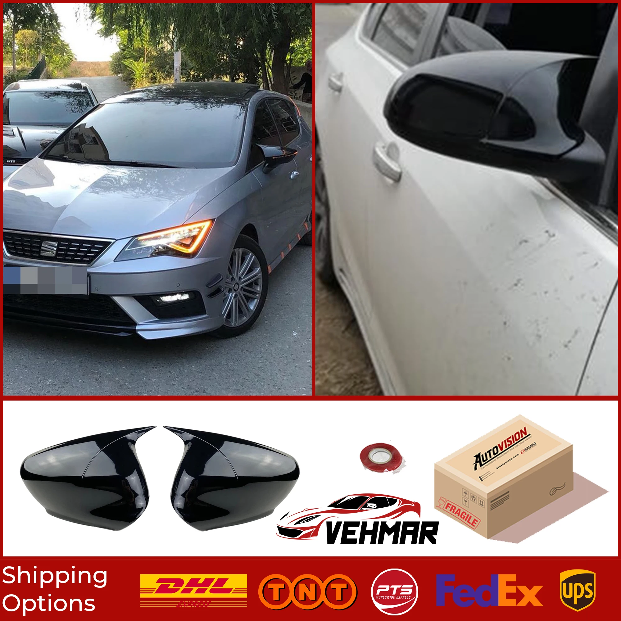 

Модель летучей мыши, зеркальный чехол для SEAT IBIZA MK5, аксессуар, яркая черная летучая мышь, чехол с Бэтменом, автомобильные экраны, Внешние детали