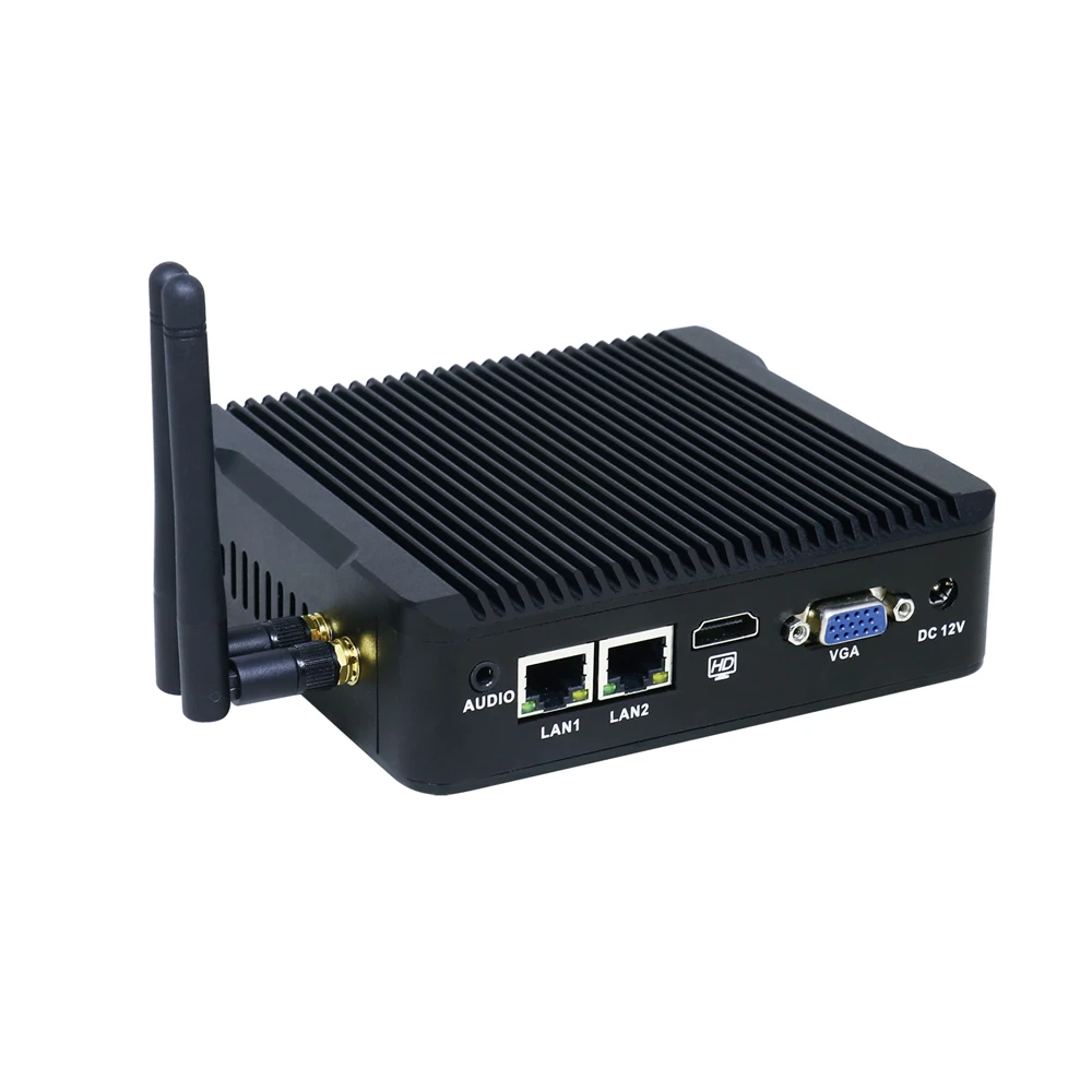 Hunsn-ミニ産業用コンピューター,ファンレス,Intel Celeron j1900,bx07,Windows 1, Linux,Ubuntu,com,2lan,hdmi,vga,vesaマウント,wol,pxe