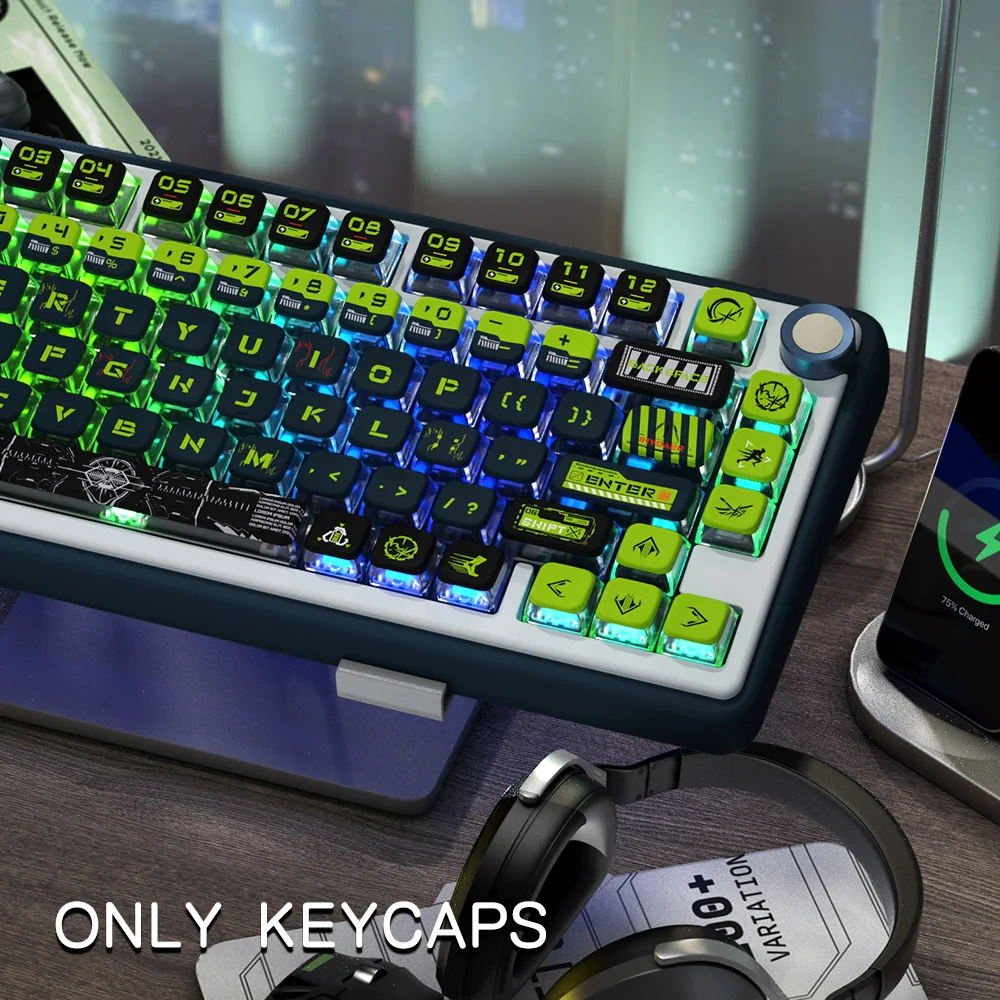 

122-key ghost game-themed keycaps, MSA height, PBT material, long-lasting and durable