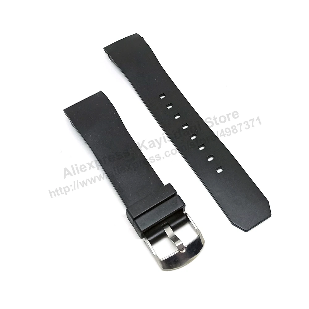 22mm Black Rubber Silicone Replacement Curved end Watch Band Strap - Fits/For Jacob & Co Ghost