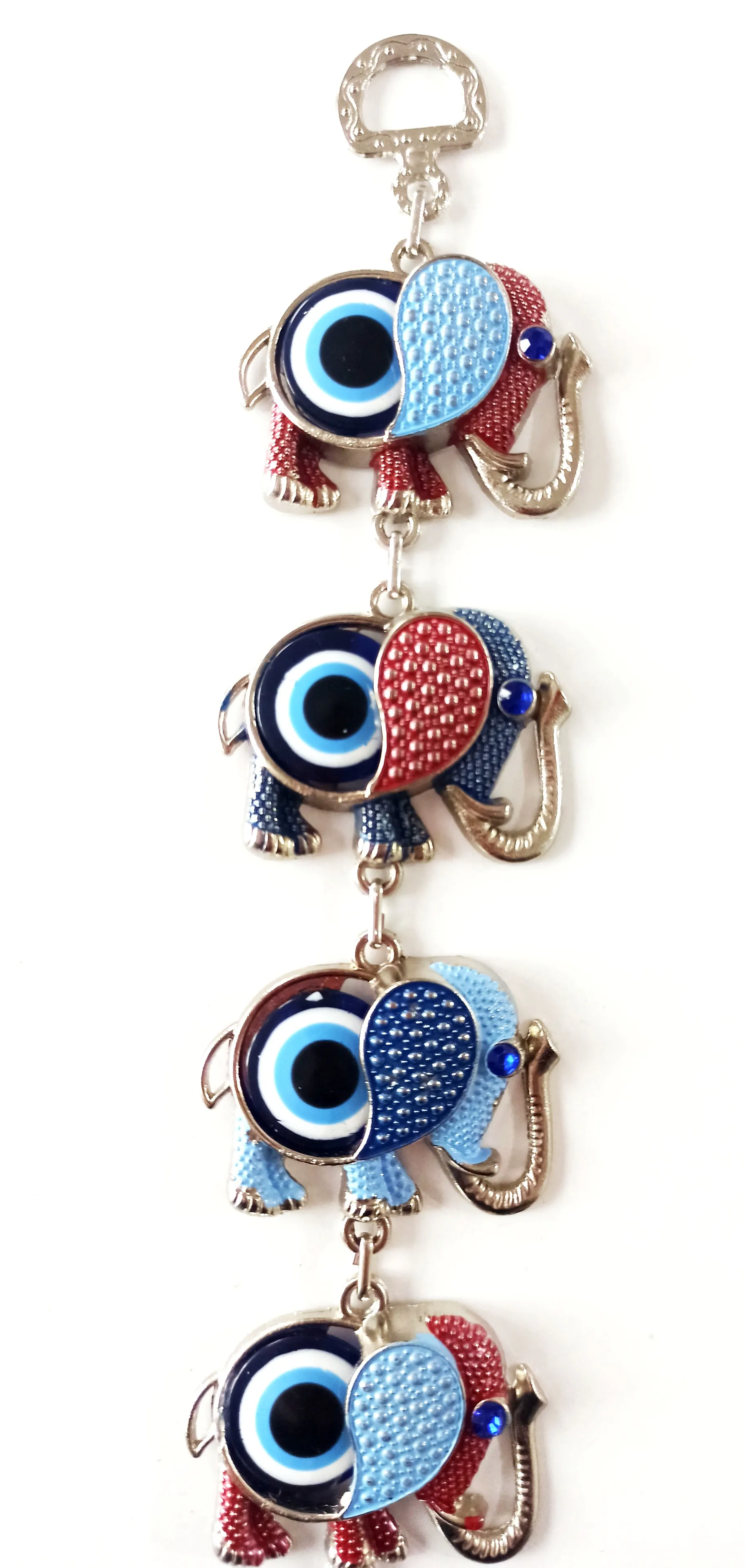 Seven Elephant Glass Evil Eye Beads Wall Decoration