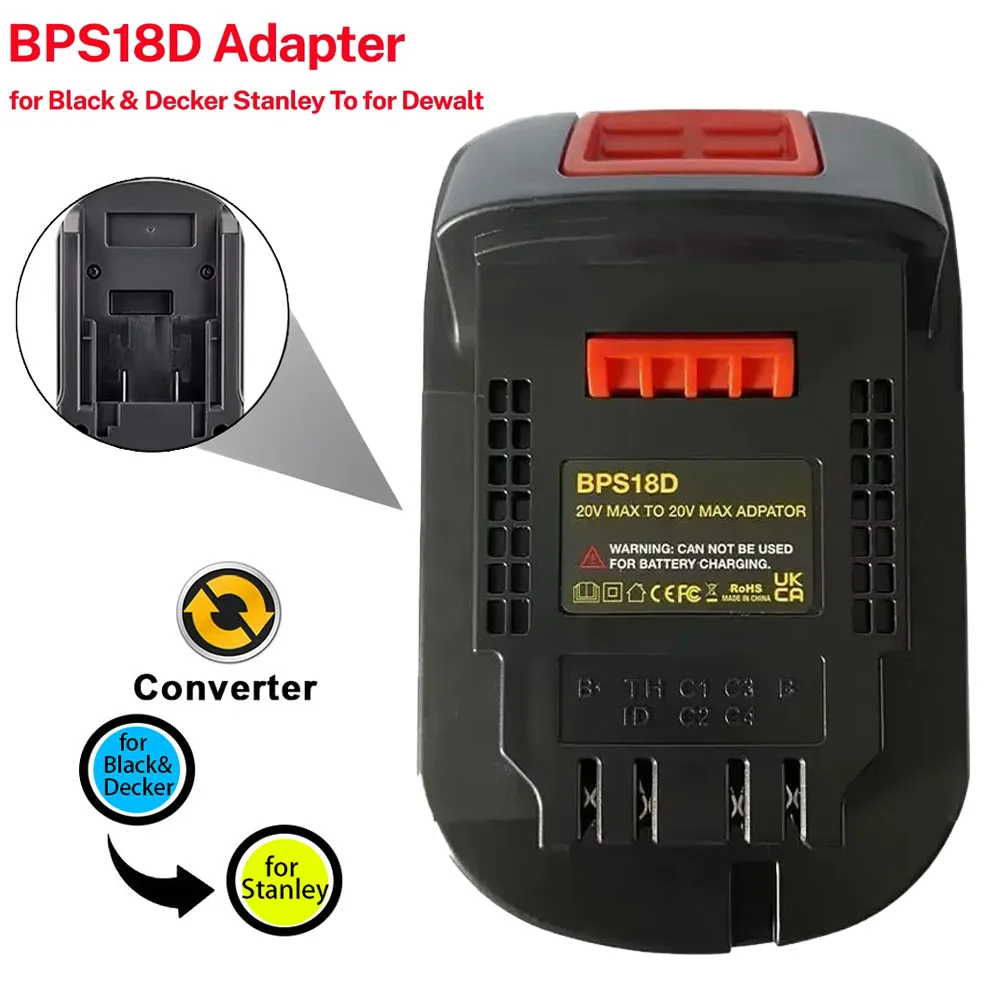 

BPS18D Portable Adapter is Applicableis Suitable for Black&Decker 18-20V Battery Pack,Which Can be Used for Dewalt Power Tools
