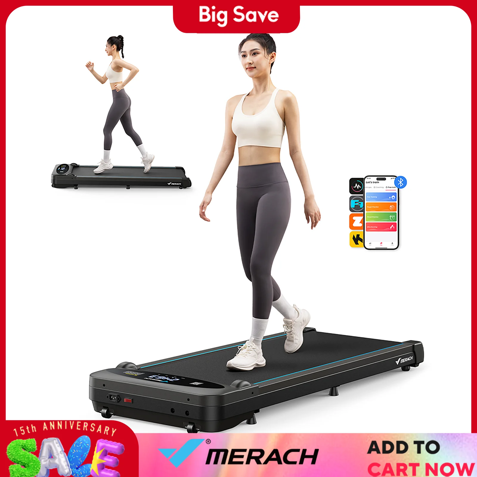 【セール中】ウォーキングマシン MERACH (メリック) ルームランナー アプリ連動 ランニングマシン 時速1-6km/h 静音 家庭用 組立不要 見やすいパネル 机の下 ウォーキングマシン 電動ルームランナー コンパクト 収納便利 トレッドミル 自宅用 オフィス用 ランニングマシーン