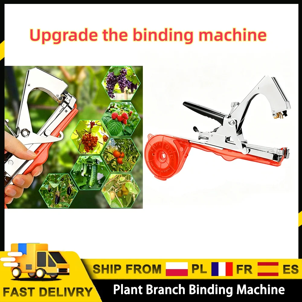 Machine manuelle de ligature de branches végétales, outils de jardinage, machine à ruban adhésif pour plantes + 10 rouleaux de ruban pour légumes (raisins, tomates, concombres, poivrons, aubergines,