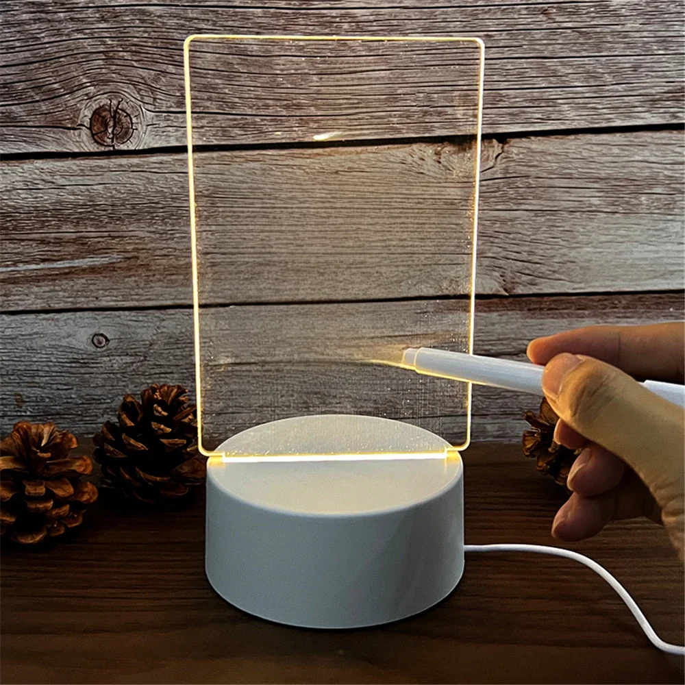 Transparente leuchtende LED-Nachtlichter USB leuchtende Acryl Nachtlicht lösch bar schreiben Message Board Kalender Desktop-Ornamente