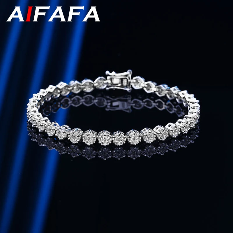 AIFAFA 100% S925 Sterling Silver High Carbon Diamond Tennis Bracelets High Quality Twinkle Gemstone Fine Jewelry Wholesale