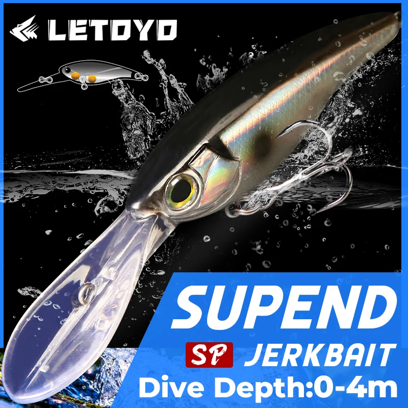 LETOYO Suspending Minnow 6g/60mm-10g/70mm 0-4m depth Deep Dive Artificial bait trout bass lures for Pike fishing lures spinning