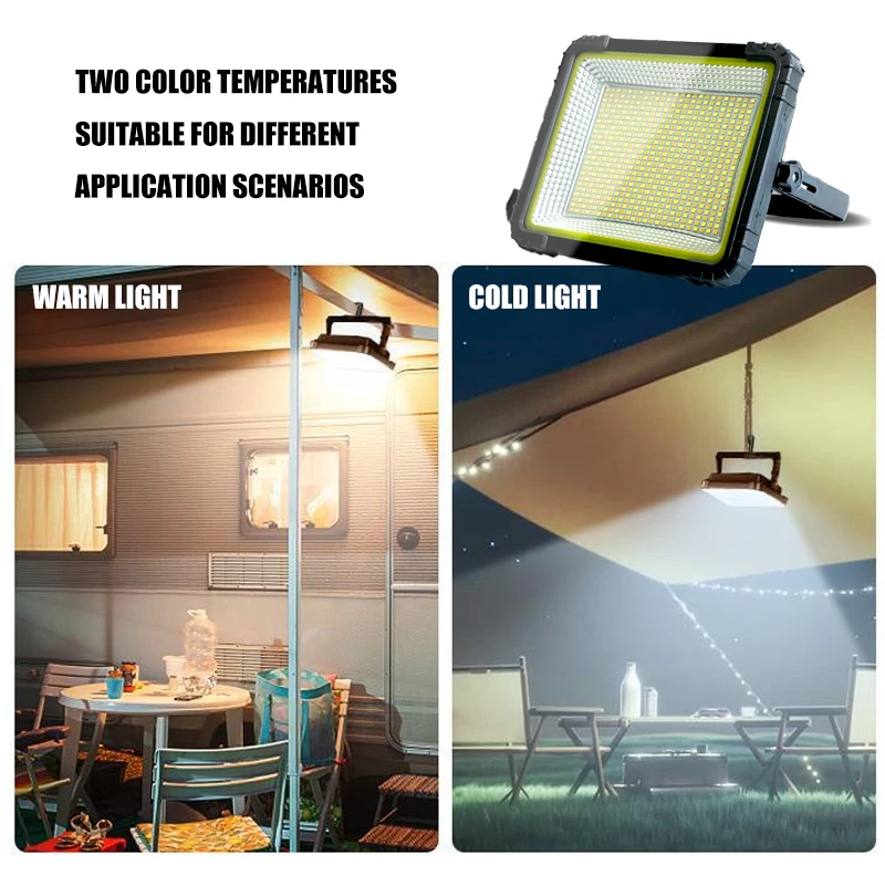 2000W Outdoor Solar Portable High-Power LED Ultra Bright Waterproof Outdoor Camping Charging Emergency Lighting Handheld Light