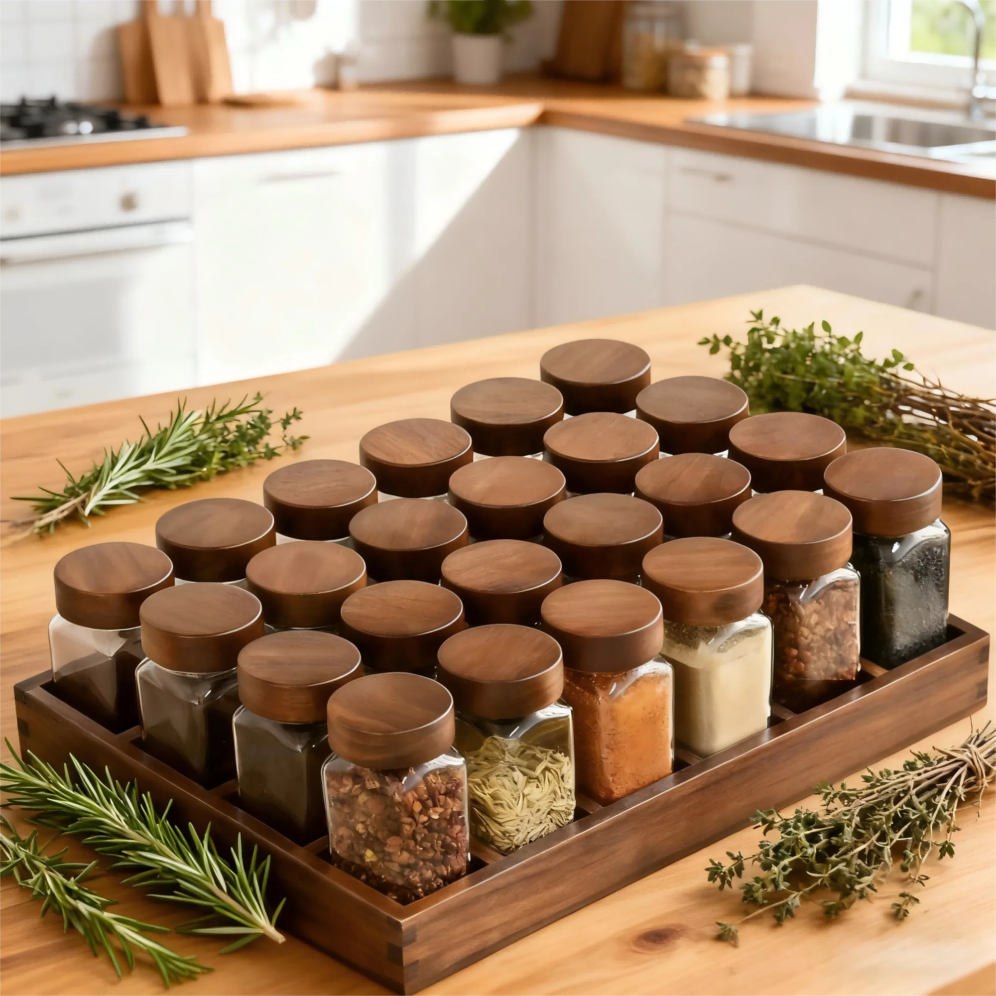 SAEIV 12/24-piece condiment jar set with condiment rack, 120ml condiment storage containers, kitchen organizers, space-saving