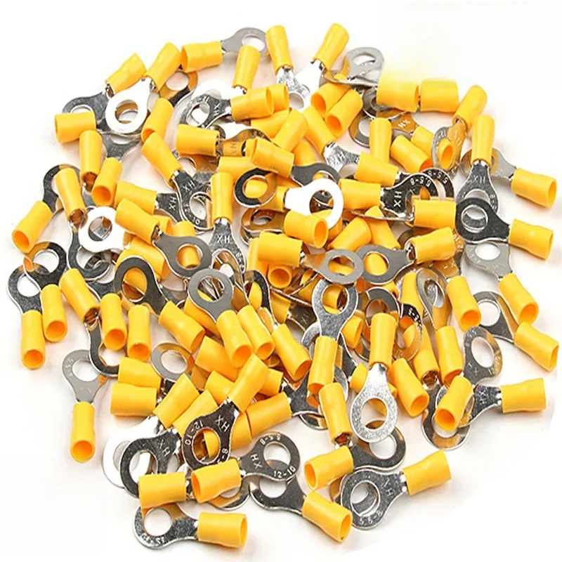 10/20/30/100pcs RV5.5-5 RV5.5-6 RV5.5-8 isolé jaune anneau politiquement als fil câble électrique CriAJconnecteurs Terminal nuits