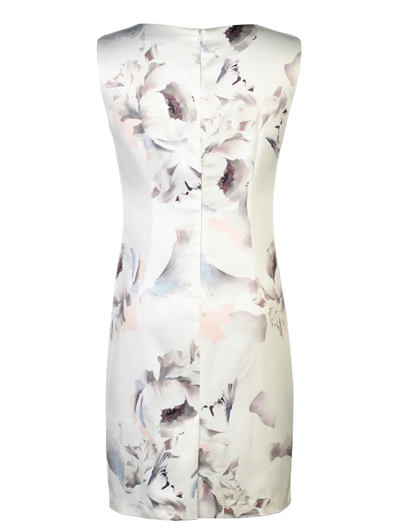 Flower Print Women Sheath Dress Round Neck Sleeveless Casual Summer Dresses