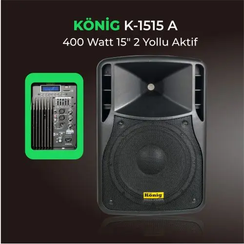 KONIG K-1515A 15 ''400W ACTIVE CABINET SPEAKER (USB/SD)