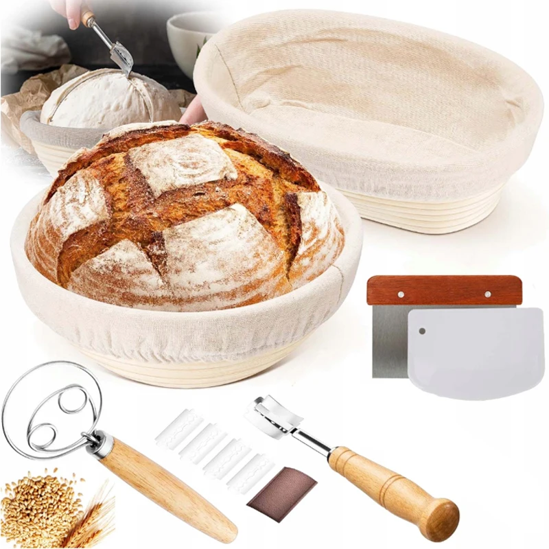 Rattan-Brotgärkorb im europäischen Stil, Backwerkzeug für hausgemachtes Brot, Kuchen, Gebäck, Teiggärung, Backzubehör