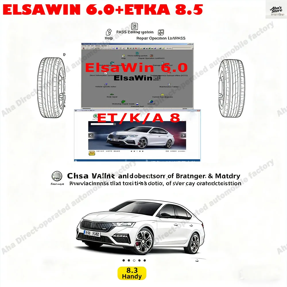 

Newest Etka 8.5 + Elsawin 6.0 obd2 scanner Software vehicle electronic parts catalog, suitable for European American car models