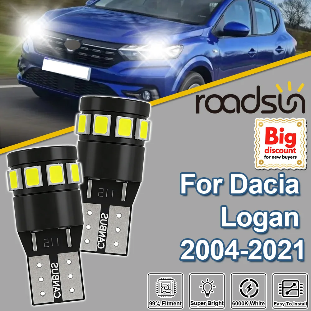 Roadsun 2Pcs For Dacia Logan 2004-2021 W5W T10 Clearance Light Bulbs Lamp 2005 2006 2007 2008 2009 2010 2011 2012 2013 2014 2015