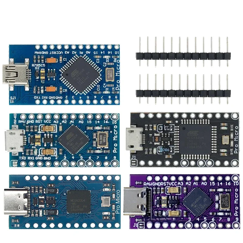 Pro Micro ATMEGA32U4 5V/16MHZ module Met de bootloader voor arduino MINI USB/Micro USB/TYPE-C met 2 rij pin header voor arduino - afbeelding 2