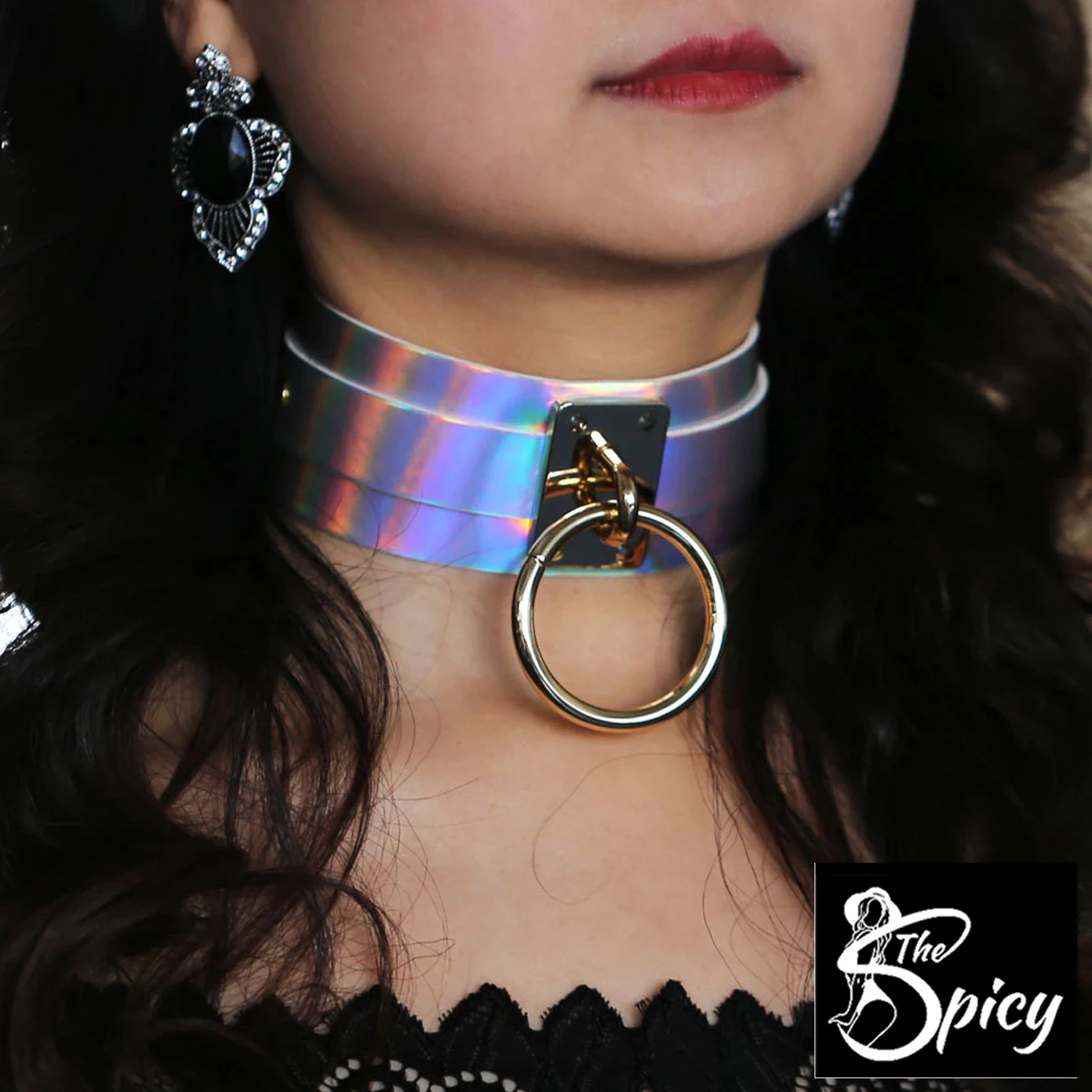 

Spicy Girl's Sexy Holographic Choker Big O-ring Necklace Eco-Friendly Packing