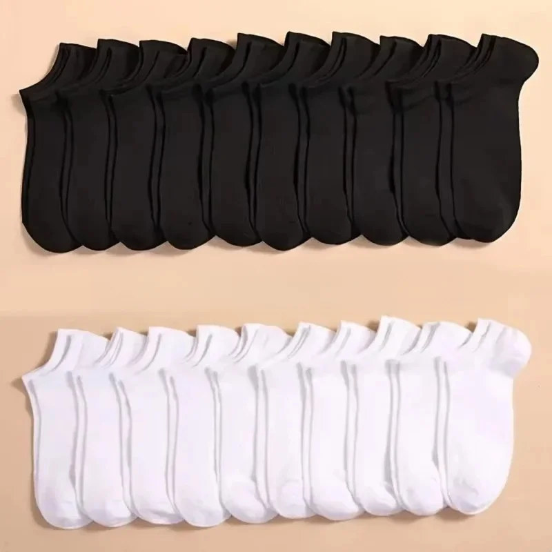 5/10/20/30 paar unisex casual effen kleur bootsokken dun ademend comfortabel anti geur zweetabsorberende enkelsokken voor mannen vrouwen - afbeelding 2