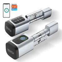Euro TTLock APP huella digital o código contraseña Digital RFID tarjeta cilindro cerradura de puerta inteligente electrónica con Alexa Google Home
