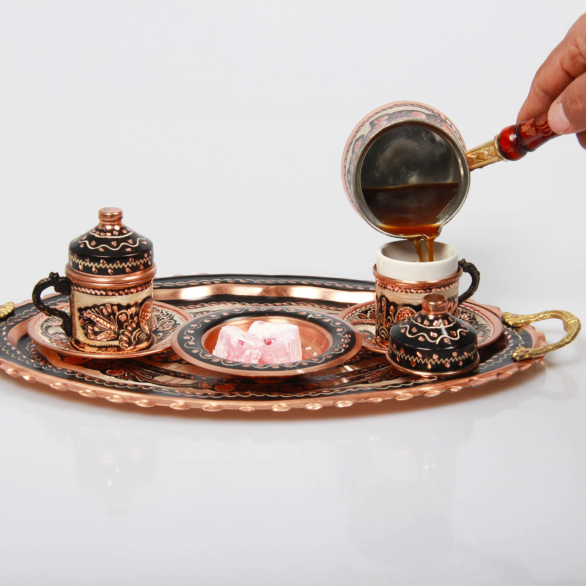 Copper Coffee Set Turkish Coffee Set of 2 Copper Serving Tray Espresso Cups Gift kitchen accessory coffee cup espresso cup