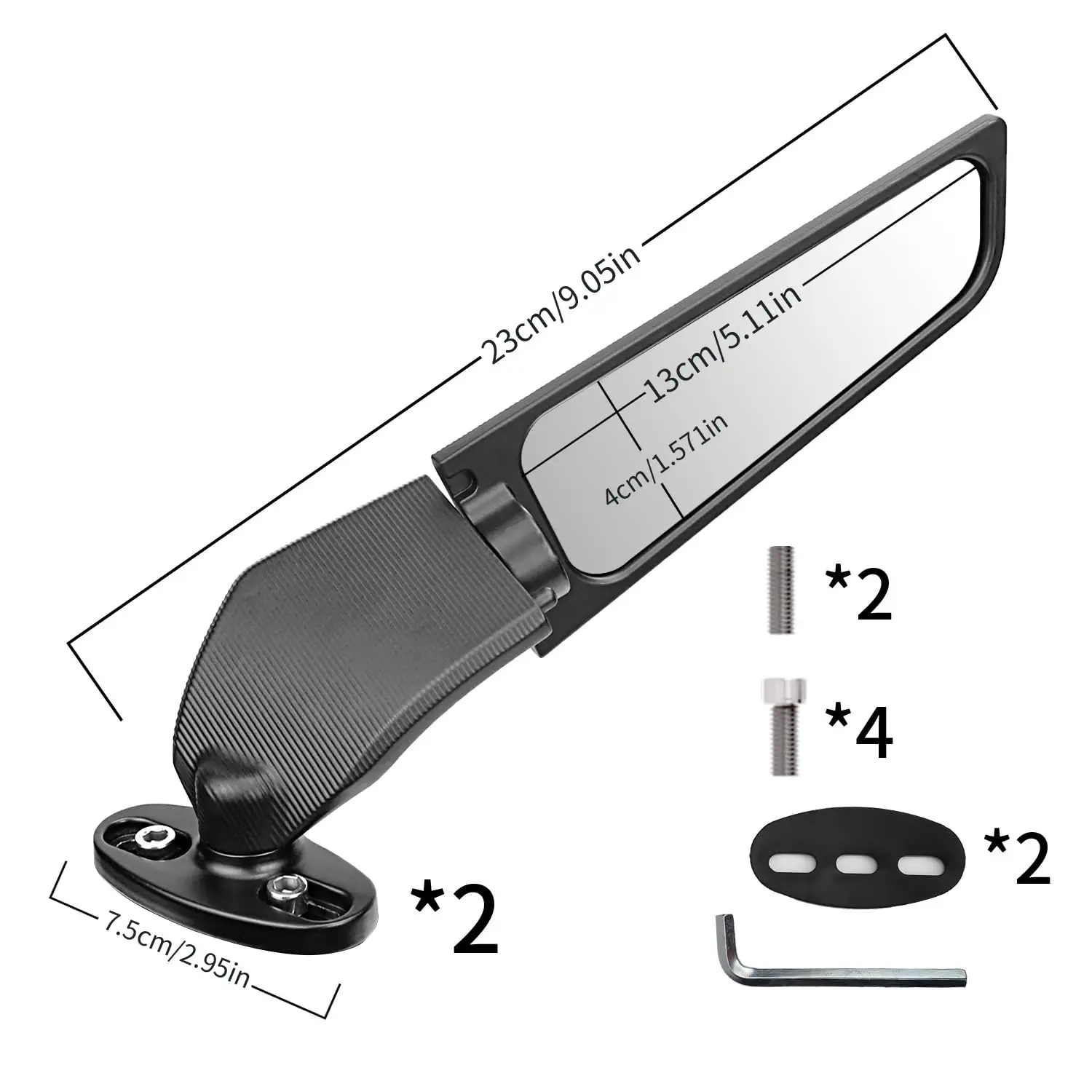 Racing Motorcycle Mirror, Wing Rearview Mirror, Motorcycle Side Mirror, Compatible with Kawasaki Ninja Yamaha Suzuki Honda