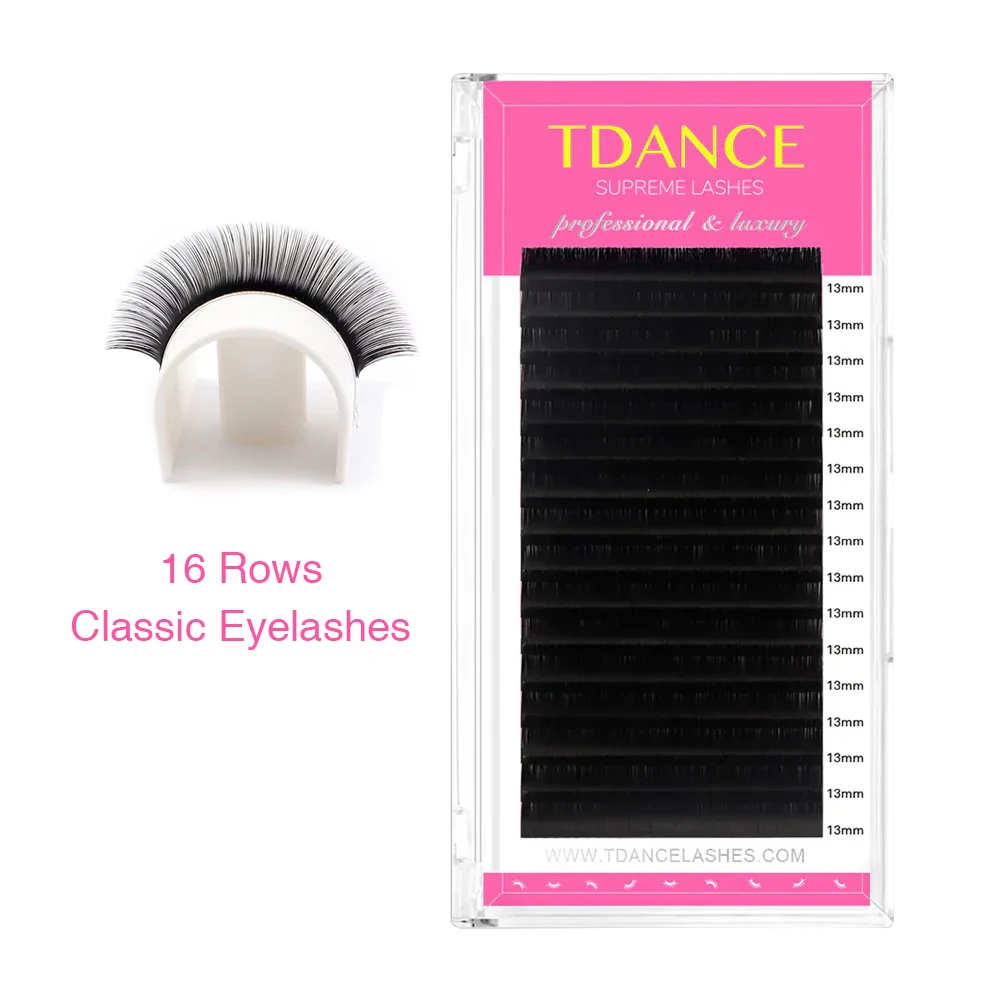 TDANCE 16 Rijen Klassieke Lash Donker Zwart Mat Professionals Zachte Natuurlijke Faux Wimperverlenging Make-Up Schoonheid Individuele Wimpers