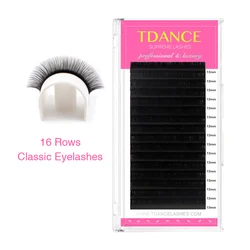 TDANCE 16Rows Classic Lash Dark Black Matte Professionals Soft Natural Faux Eyelash Extension Makeup Beauty Individual Eyelashes