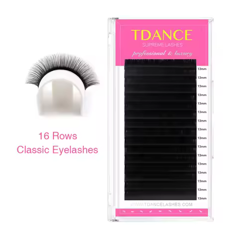 TDANCE 16Rows Classic Lash Dark Black Matte Professionals Soft Natural Faux Eyelash Extension Makeup Beauty Individual Eyelashes