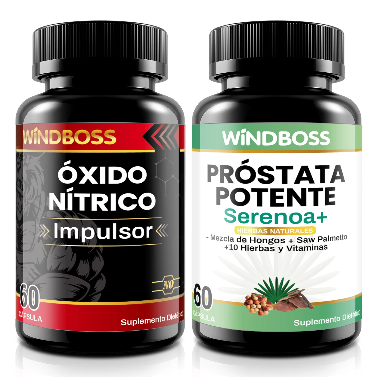 مكمل Windboss للرجال - دعم البروستاتا والدورة الدموية - مستخلصات طبيعية، الأحماض الأمينية، المعادن - Saw Palmetto، L-Arginine، Maca، Zinc - عبوة من زجاجتين