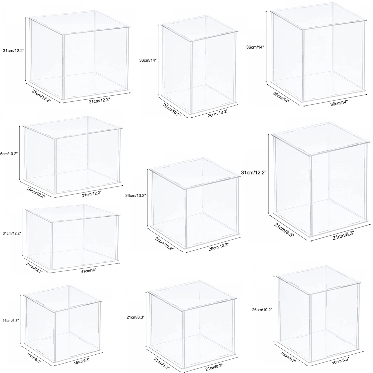 Clear Acrylic Display Box Countertop Case Organizer Stand Dustproof Showcase for Figures/Toys/Collectibles/Gundam/Car Model/Lego