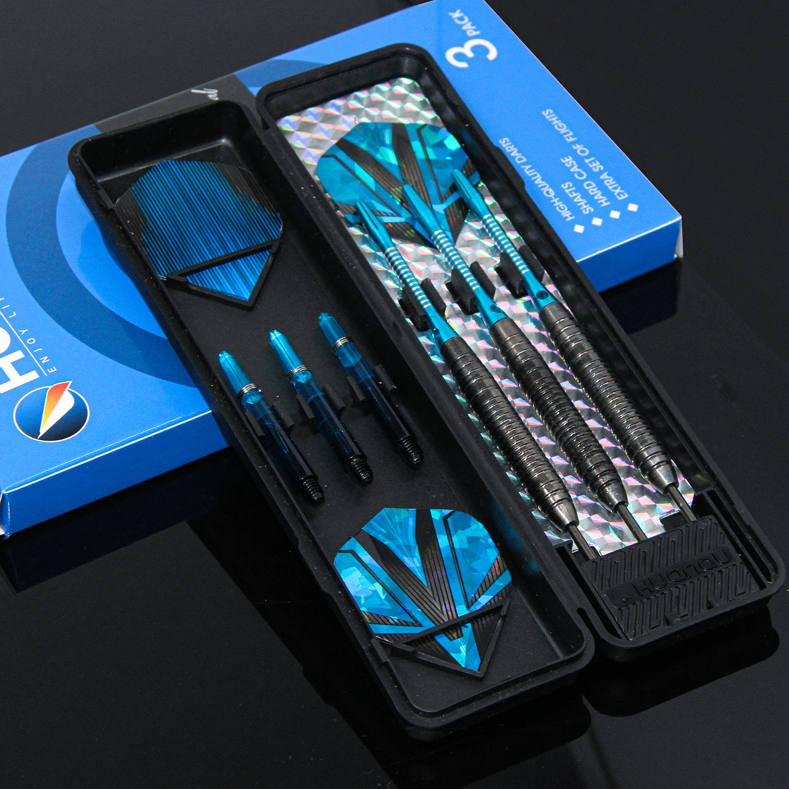 Professional-Grade Iron Hard Dart Set 20g, Dart Board Accessories Including Spare Dart Shafts and Wings, Hard-Shell Storage and Protection Box, Home Bar Entertainment Sports Game Supplies, Available in Black, Red, and Blue Colors