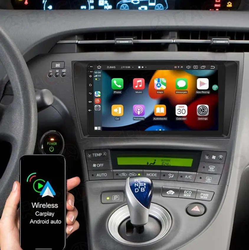 Junsun Android 15 9-in Vehicle Head Unit For Toyota Prius 2010-2015 Apple Carplay Car Stereo Radio Android 15 GPS Navi BT